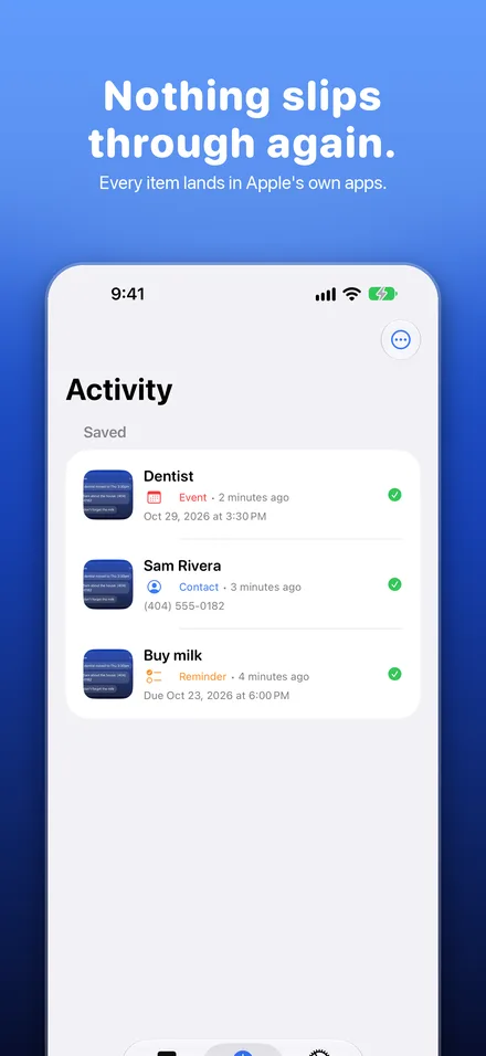 Activity shows everything Shotodo saved